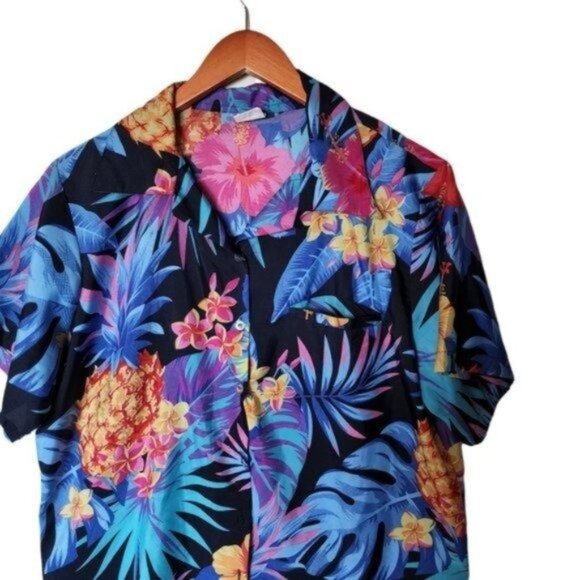 King Kameha Hawaiian Shirt Mens Short Sleeve Front Pocket Floral XL Lightweight - Picture 3 of 8